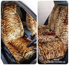 Furry Gold Tiger Print Car Seat Covers