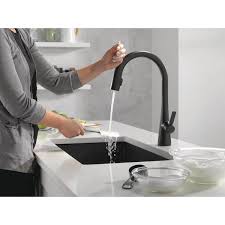 delta monrovia single handle pull down kitchen faucet with touch2o technology 9191t matte black
