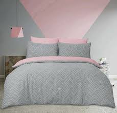 Grey Bedding Set Reversible Geometric