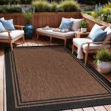 8 x 10 gold black aloha washable bordered indoor outdoor area rug