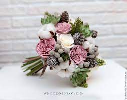 Зимний букет невесты с цветами из полимерной глины – заказать на Ярмарке Мастеров – 36ERFRU | Свадебные букеты, Железнодорожный | Зимние свадебные букеты, Свадебные букеты, Зимний букет