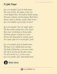 a little prayer poem by robert service