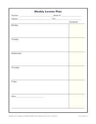 Lesson Plan Formats Weekly Lesson Plan Template Subject Centered