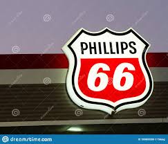 Lit Up Phillips 66 Gas Station Sign At Night Editorial Stock