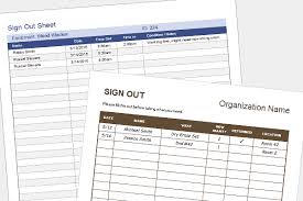 equipment sign out sheet tool check