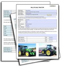 Tractor Bill Of Sale Free Blank Form