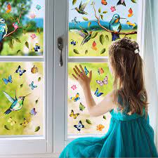 Cute Bird And Erfly Glass Door