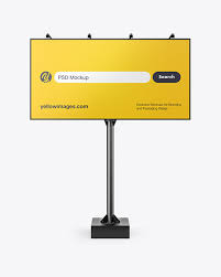 Matte Billboard Mockup Front View In Outdoor Advertising Mockups On Yellow Images Object Mockups