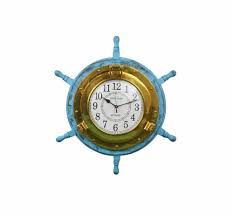 Ship Wheel Porthole Clock Nautical