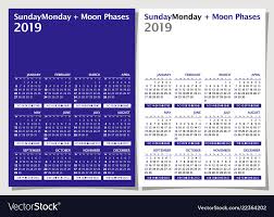 Calendar 2019 Week Starts From Sunday Moon Phase