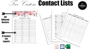 contact list template editable pdf