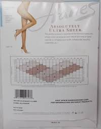 Hanes Size F 707 Gentlebrown Absolutely Ultra Sheer Control Top Pantyhose