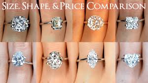 Engagement Ring Diamond Size Comparisons For All Shapes Oval Round Princess Cushion More