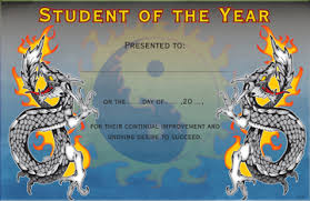 Martial Arts Student Of The Year Certificate