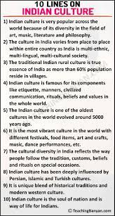 10 lines on indian culture in english