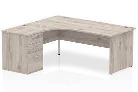 Browse computer desks, corner home office desks, desks with pedestal storage and more, in a wide choice of looks and finishes. Grey L Shaped Corner Panel Desk With 3 Drawer Pedestal Gladstone
