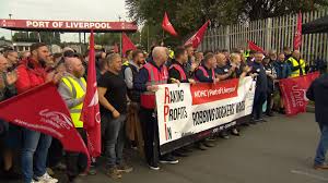 dock workers in liverpool on strike