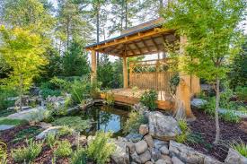 Zen Garden With Pavilion Pond Stream