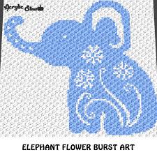 Elephant Flower Burst Art Crochet Graphgan Blanket Pattern C2c Cross Stitch Graph Chart Pdf Instant Download