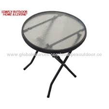 Black Round Glass Top Folding Table