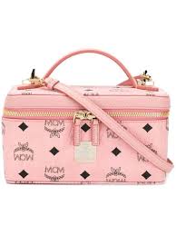 mcm logo print makeup case in pink lyst