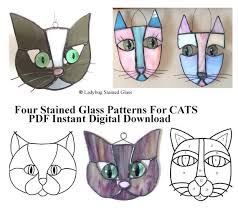cats pattern for stained glass