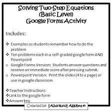 Solving Two Step Equations Google Form