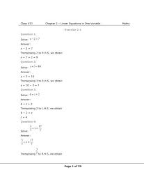 Word Problems Linear Equations Equations