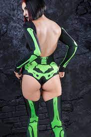Green Glow in the Dark Bodysuit, Sexy Halloween Catsuit, Skeleton Catsuit  Women, Neon Sexy Skeleton Catsuit, Sexy Halloween Costume Woman - Etsy