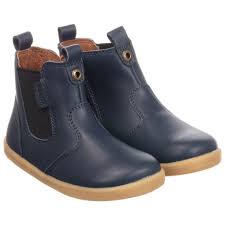 Navy Blue Leather Boots