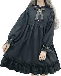 Amazon.com: Nite closet 黑色蘿莉塔洋裝長袖女款哥德式復古, 經典, 黑色: 服裝，鞋子和珠寶