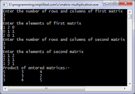 matrix multiplication in c