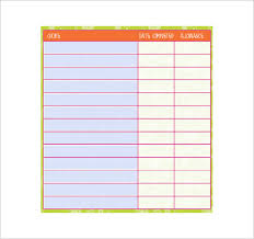 Chore List Template 10 Free Word Excel Pdf Format Download