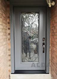Grey Front Door With Full Glass Insert