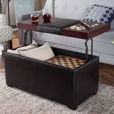 Leather Coffee Table Lift Top Ottoman
