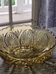 Vintage Amber Glass Bowl Serving Bowl