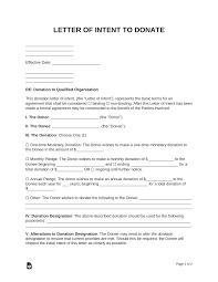free donation letter of intent template