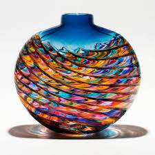 Coloured Glass Vases Optic Rib By