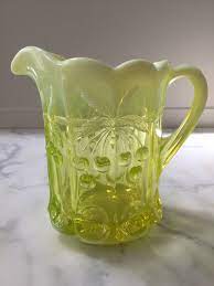 vaseline glass pitcher cherry