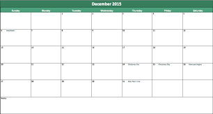 December 2015 Calendar My Excel Templates