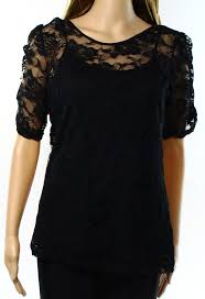 Bobbie Brooks Bobbie Brooks New Black Womens Size Large L Floral Lace Overlay Blouse Walmart Com