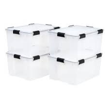 Save big on totes, bins & baskets at menards® it's tough keeping an entire home organized, but at menards®, you'll find all of the totes, bins, and baskets you need to keep all of your belongings in their proper place. Iris 4 Piece Weathertight Plastic Storage Box 62 8 Quart Clear