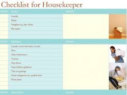 Checklist For Housekeeper Checklist For Housekeeping