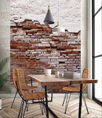 Tattered Old Red Brick Wall Photo Wall