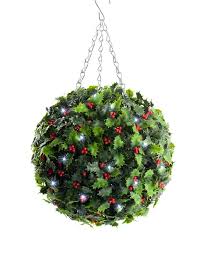 Details About 2 Best Artificial Pre Lit 28cm Christmas Holly Topiary Balls White Led Lights