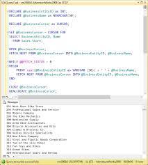 t sql a simple exle using a cursor