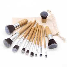 11 pcs bamboo makeup brush set with