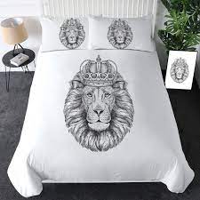 3d Crown Lion Duvet Cover Bedding Set