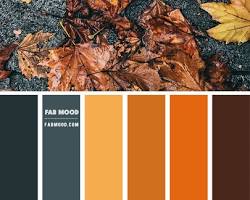 Fall wedding color palette with red, orange, yellow, and brown