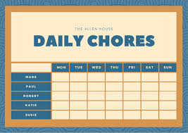 Steelblue Brown Spiral Pattern Daily Chore Chart Templates